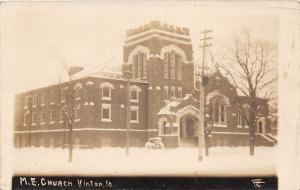 E56/ Vinton Iowa Real Photo RPPC Postcard c1910 M.E. Church Building