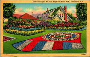 American Legion Emblem Roger Williams Park Providence RI Linen Postcard A4