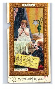 Vintage 1890's Victorian Trade Card Toblerone Swiss Chocolate - Cute Child Doll