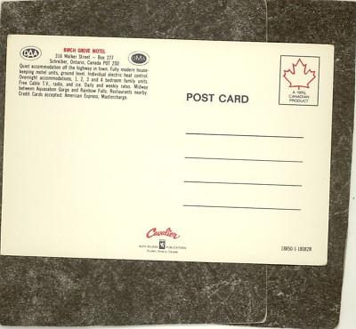SCHREIBER ONTARIO CANADA BIRCH GROVE MOTEL Postcard DAA
