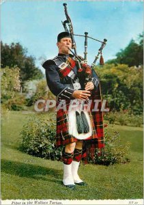 Postcard Modern Piper in the Wallace Tartan Folklore