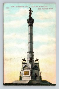 c1909 Soldiers Sailors Monument Des Moines Iowa IA Postcard