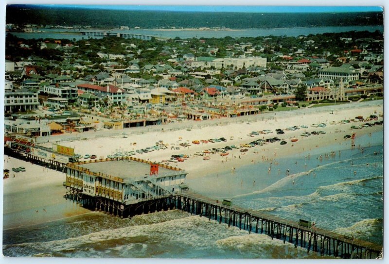 DAYTONA BEACH, Florida FL ~Boardwalk OCEAN PIER CASINO 1950s Car 6x9 Postcard