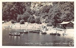 Crystal Lake Park CA Boats Beach Ice Cream Sign Snack Bar RPPC Postcard