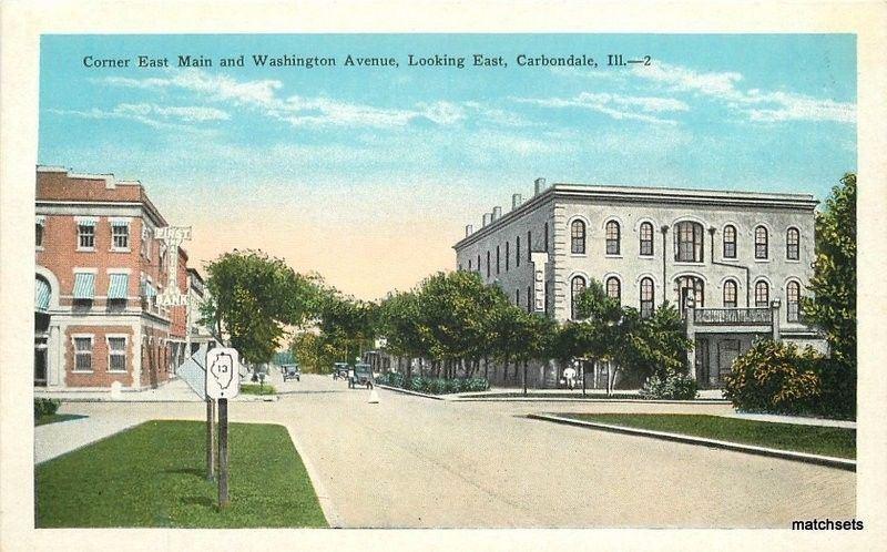 1920s Carbondale Illinois Main Washington East Street Kropp postcard 3659 