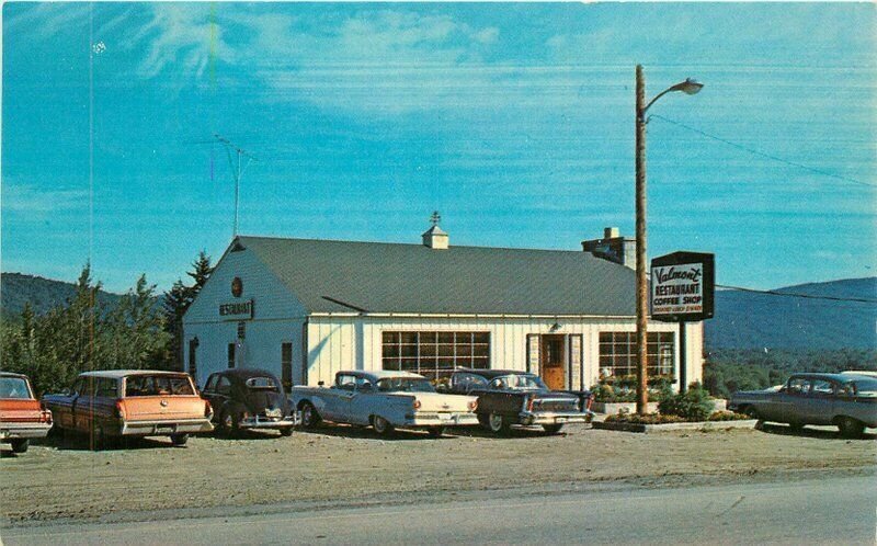 Killington PO Vermont Valmont Restaurant Coffee Shop autos Postcard 22-479
