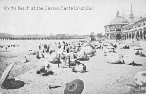 SANTA CRUZ CALIFORNIA~ON THE BEACH AT THE CASINO~B/W POSTCARD