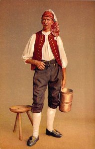 c.'07,  Europe Charm Costumed Man, #17 Guggisberger-Senn Old Zurich Postcard