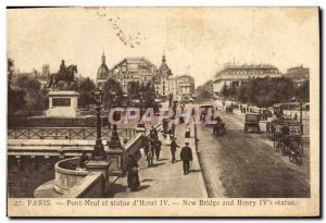 Postcard Old Paris Pont Neuf and Statue of & # 39hneri IV