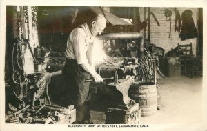 Postcard RPPC California Sacramento Blacksmith Shop Sutter's Fort 1940s 23-6021