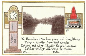 Greetings Sends Return At Your Family Hearth-stone, Vintage Postcard A63
