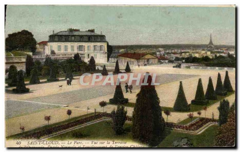 Postcard Old Saint Cloud Park View Of The Eiffel Tower Terrace