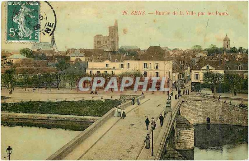 Old Postcard Sens City Entrance