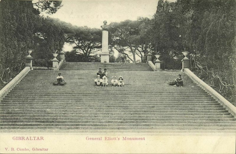 Gibraltar, General Eliott's Monument (1899) V.B. Cumbo Postcard