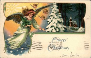 CHRISTMAS Beautiful Woman Angel w Baby Angels c1910 Postcard