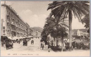 Nice Avenue Masséna France RPPC Palm Trees Horse Carriages c1900s LL H82