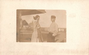 Vintage Postcard Lovers Photograph Dating Courting Romance Love Couple Card