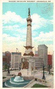 Soldier's and Sailor's Monument Indianapolis Indiana IN Vintage Postcard c1920