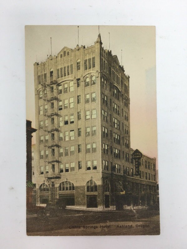 Ashland Oregon Postcard Lithia Springs Hotel Hand Colored Mcnair Bros