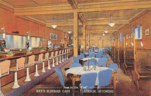 Jackson Wyoming Kay's Bluebird Cafe Color Linen Card Vintage Postcard U1742