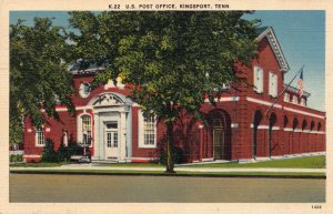 Linen Postcard United States Post Office in Kingsport, Tennessee~126883