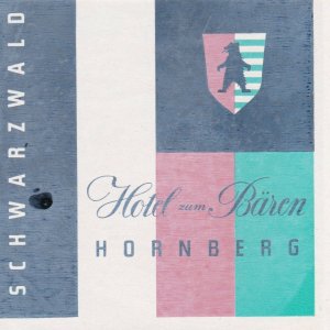 Germany Hornberg Hotel Zum Baeren Vintage Luggage Label sk3235