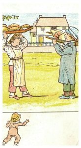 1880's Lot of 4 Lovely Kids Playing Fishing Bright Victorian Trade Cards P138