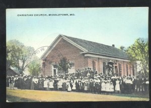 MIDDLETOWN MISSOURI CHRISTIAN CHURCH VINTAGE HANDCOLORED POSTCARD 1911