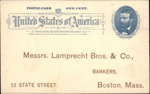 US Government Postal Card Messrs Lamprecht Bros & Co Boston MA c1880