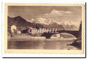 Saint Martin sur Arve Postcard Old Bridge and the Mont Blanc