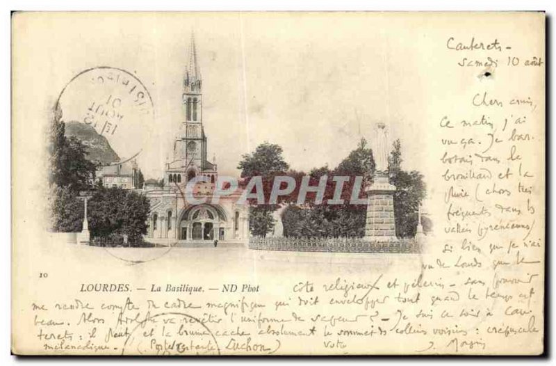 Old Postcard Lourdes Basilica