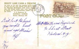 Shady Lane Farm & Theater US Highway 20 Marengo Illinois 1958 postcard