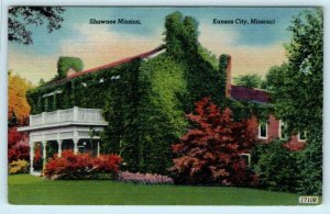 KANSAS CITY, Missouri MO ~ SHAWNEE MISSION Native American ca 1940s  Postcard