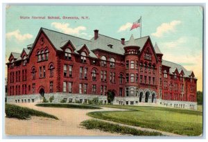 1912 State Normal School Exterior Building Oneonta New York NY Vintage Postcard