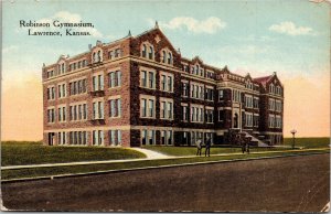 Postcard KS Douglas County Lawrence Robinson Gymnasium Street Lamp 1916 S86