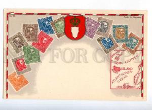 231929 Iceland Coat of arms STAMPS Vintage Zieher postcard