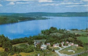 CALAIS MAINE~HESLIN'S RIVER VIEW MOTOR COURT & MOTEL~AERIAL VIEW  POSTCARD 1960s