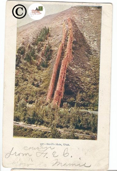 Vintage Undivided Back Postcard Devil’s Slide Utah pre 1907