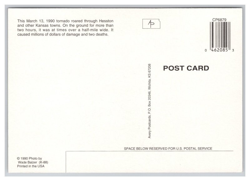 Kansas Tornado Hesston Kansas Postcard Continental View