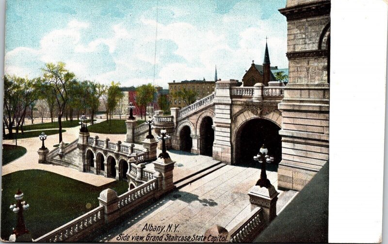 State Capitol Building Side View Grand Staircase Albany New York DB Postcard 