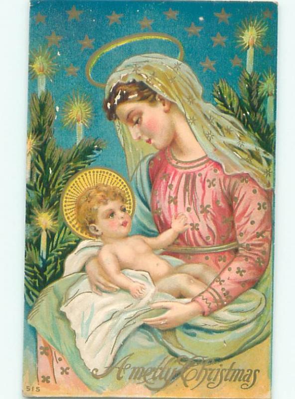 Pre-Linen Christmas nativity MARY HOLDING BABY JESUS AB5253