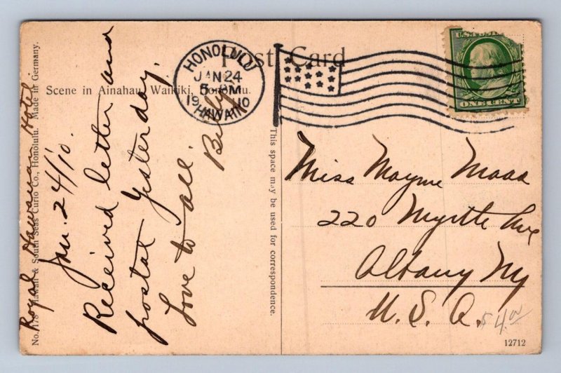 FOREST HAWAII TO USA POSTCARD 1910