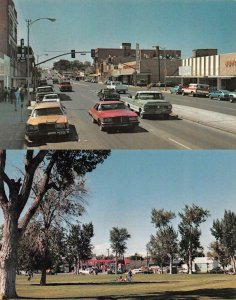 2~Postcards  RIVERTON, Wyoming WY   STREET SCENE & CITY PARK   Fremont County