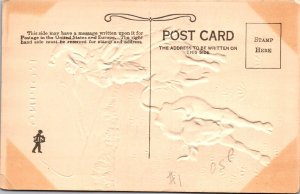 Embossed, Cowboy Roping Cow Hand Painted Vintage Postcard U64