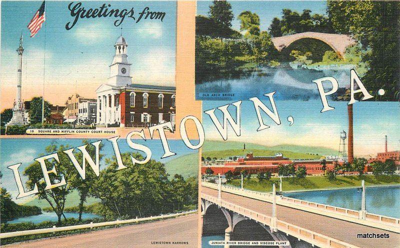 1940s LEWISTOWN Pennsylvania Multi View Walmer Linen Bridge Court House 1740