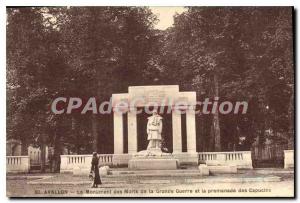 Old Postcard Avallon The Monument of the Dead of the Great War and the Promen...