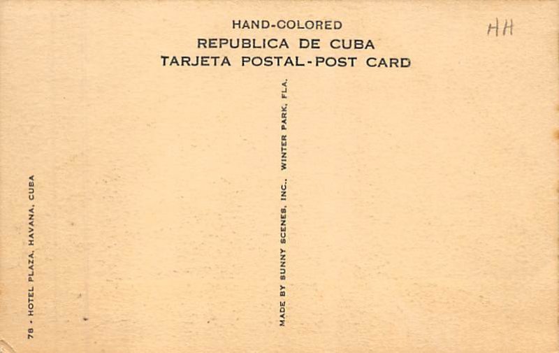 Hotel Plaza Havana Cuba Postcard