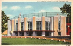 Vintage Postcard 1941 Entrance Perry Stadium Indianapolis Indiana De Wolf News