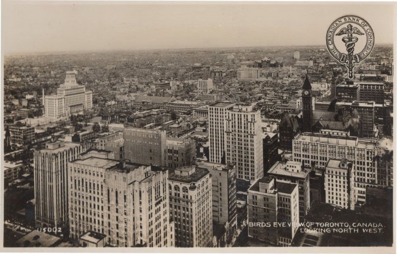 Toronto Canada by the Canadian Bank Of Commerce Old Aerial Photo Postcard