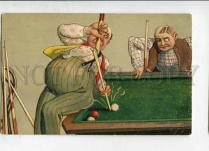 3146723 ART NOUVEAU Comic BILLIARD Vintage Embossed PC